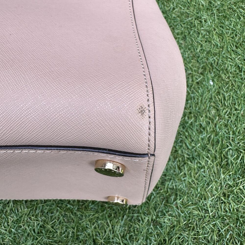 Michael Kors Ellis LG Saffiano Leather Shoulder Tote Satchel Oyster Preppy Glam - Picture 8 of 15